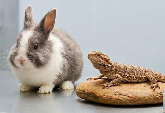 Rabbit and lizard boarding pets